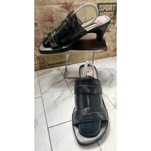 Nurture Womens 8m Heel Sandals Embroidered Floral Leather Upper Black Boho